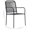 Patio Chairs 4 pcs Cotton Rope and Steel Black
