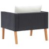 Single Patio Sofa with Cushions Poly Rattan Black