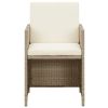 Patio Chairs with Cushions 2 pcs Poly Rattan Beige