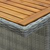Patio Table Light Gray Poly Rattan and Solid Acacia Wood