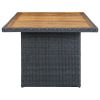 Patio Table Dark Gray Poly Rattan and Solid Acacia Wood