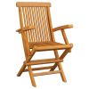 Patio Chairs with Cream Cushions 4 pcs Solid Teak Wood