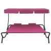 Patio Lounge Bed with Canopy and Pillows Pink