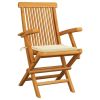 Patio Chairs with Cream Cushions 4 pcs Solid Teak Wood