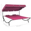 Patio Lounge Bed with Canopy and Pillows Pink