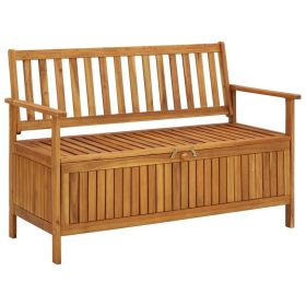 Patio Storage Bench 47.2" Solid Acacia Wood (Color: Brown)