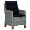 Patio Chairs with Cushions 2 pcs Poly Rattan Light Gray