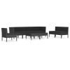 9 Piece Patio Lounge Set with Cushions Poly Rattan Black