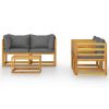 5 Piece Patio Lounge Set with Cushion Solid Acacia Wood