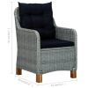 Patio Chairs with Cushions 2 pcs Poly Rattan Light Gray