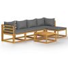 6 Piece Patio Lounge Set with Cushion Solid Acacia Wood