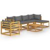 7 Piece Patio Lounge Set with Cushion Solid Acacia Wood