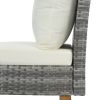 9-Piece Outdoor Patio Garden Wicker Sofa Set, Gray PE Rattan Sofa Set, with Wood Legs, Acacia Wood Tabletop, Armrest Chairs with Cushions