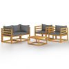5 Piece Patio Lounge Set with Cushion Solid Acacia Wood