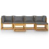 6 Piece Patio Lounge Set with Cushion Solid Acacia Wood