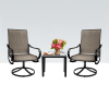 MEOOEM Patio Textilene Dining Set  Bistro Set Outdoor Furniture Square Bistro Metal Table Side/End Table and Dining Chairs